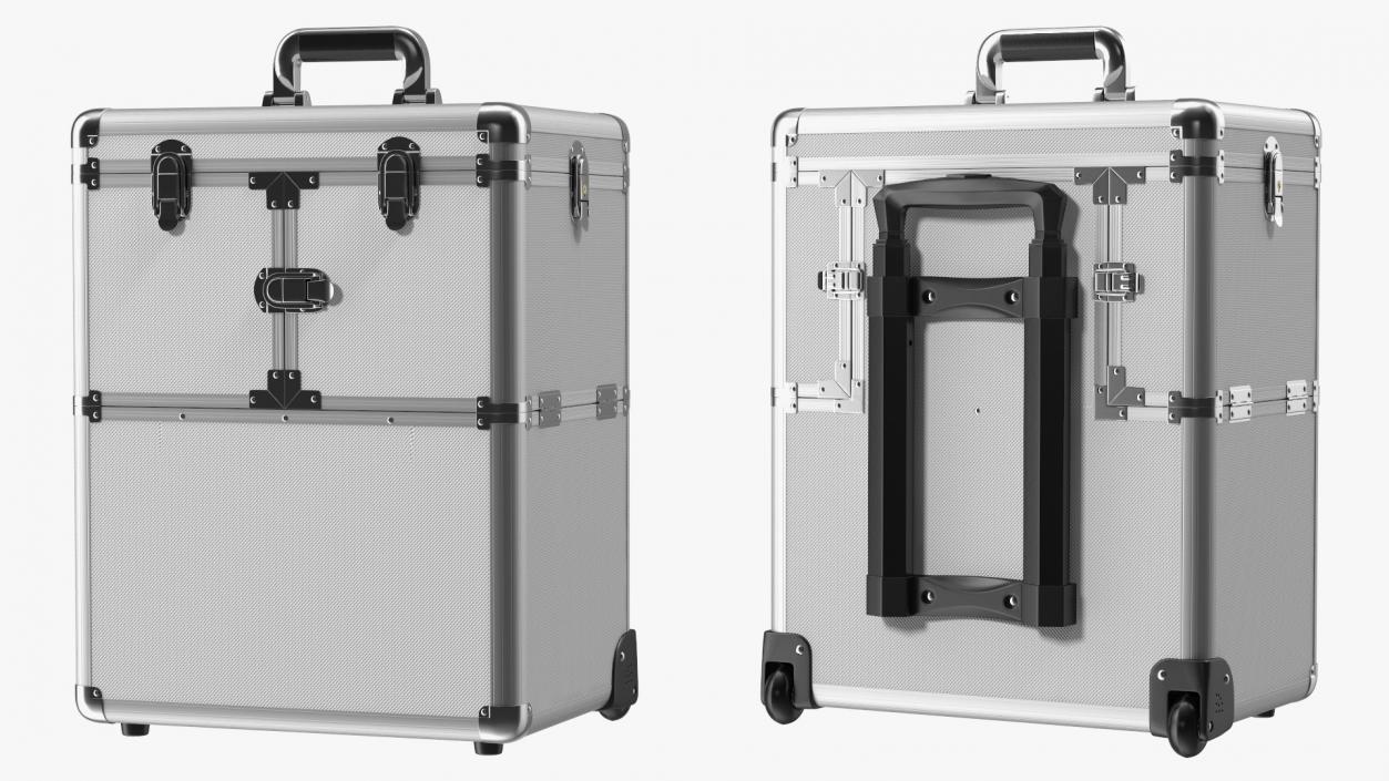 3D model Yaheetech Aluminum Rolling Trolley Makeup Case Folded Silver