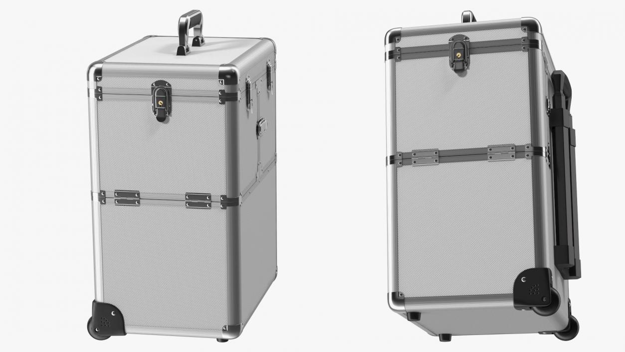 3D model Yaheetech Aluminum Rolling Trolley Makeup Case Folded Silver