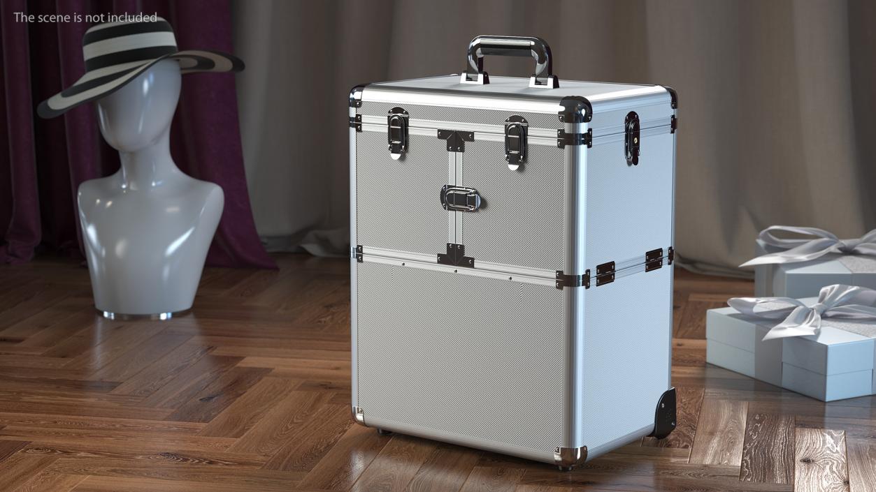 3D model Yaheetech Aluminum Rolling Trolley Makeup Case Folded Silver