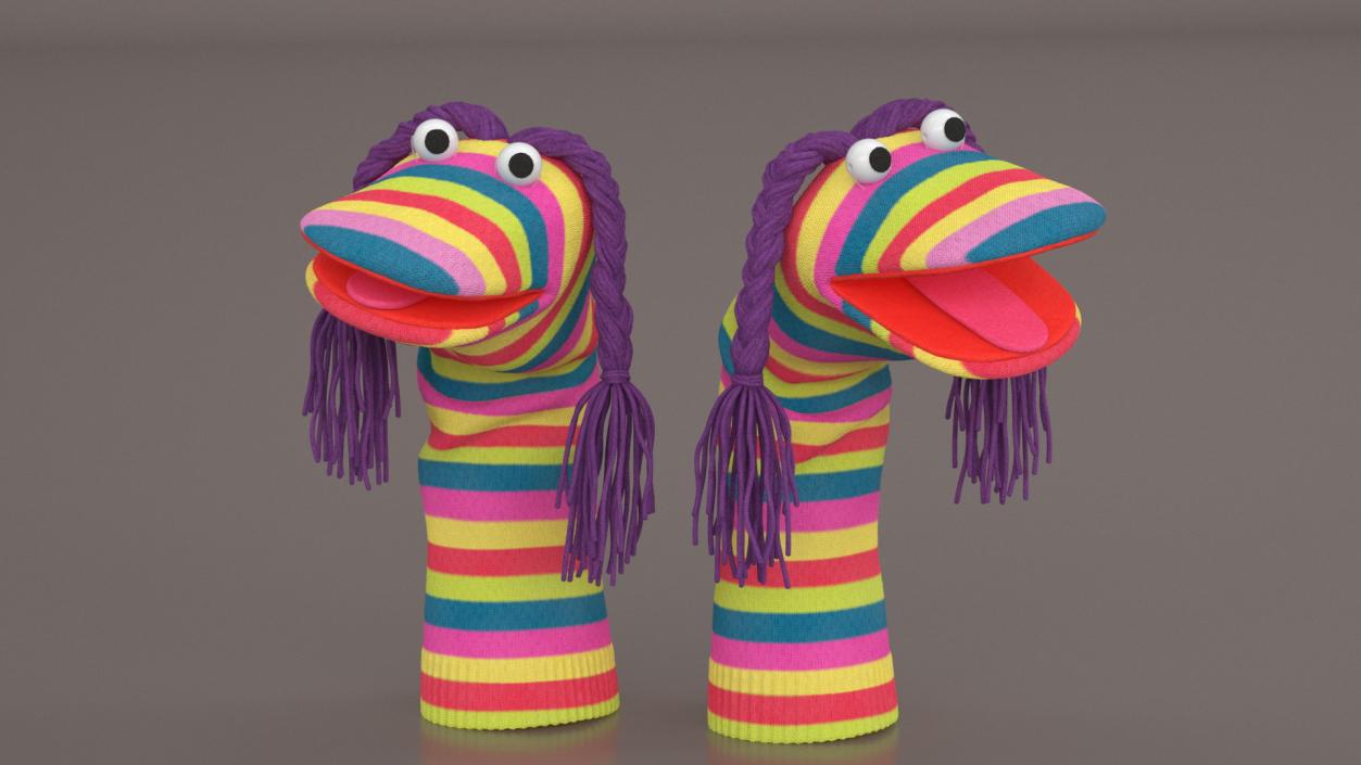 3D model Striped Sock Puppet Girl Rigged for Maya