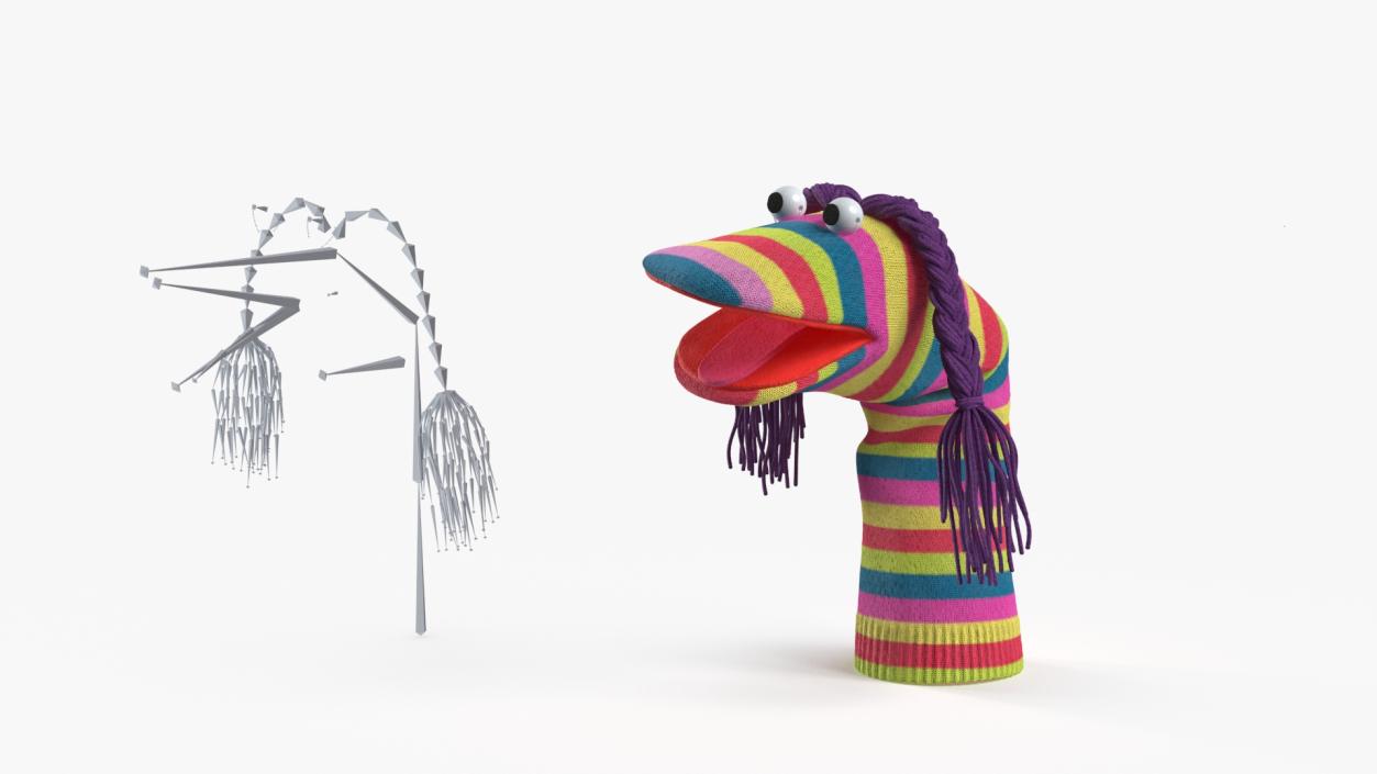 3D model Striped Sock Puppet Girl Rigged for Maya