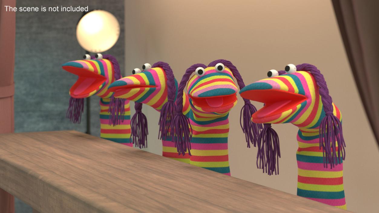 3D model Striped Sock Puppet Girl Rigged for Maya