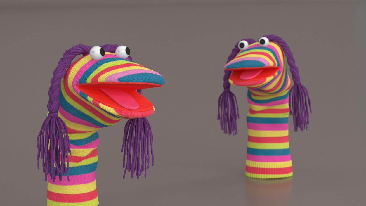 3D model Striped Sock Puppet Girl Rigged for Maya