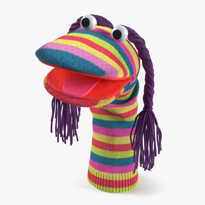 3D model Striped Sock Puppet Girl Rigged for Maya