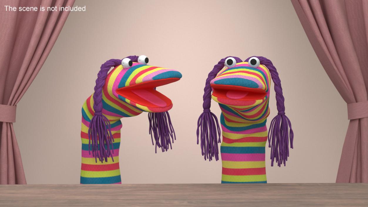 3D model Striped Sock Puppet Girl Rigged for Maya