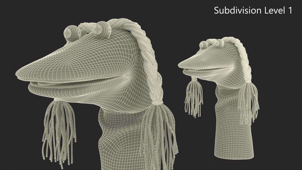 3D model Striped Sock Puppet Girl Rigged for Maya