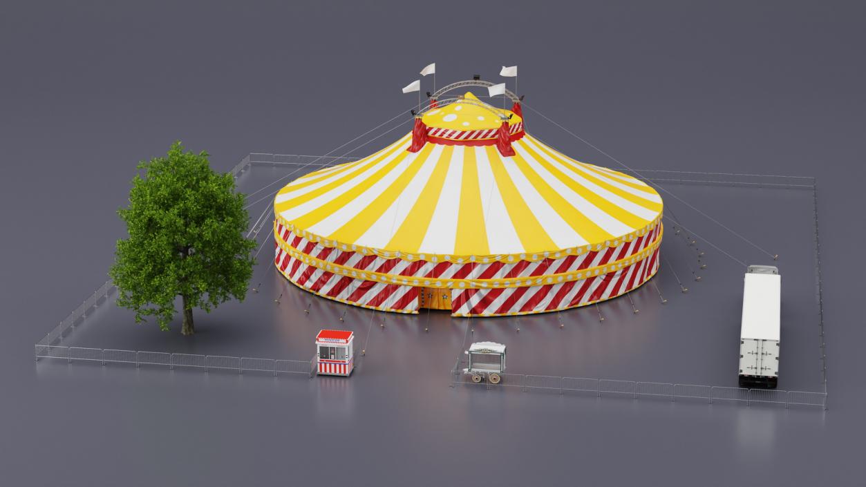 Circus Tent Setup with Accessories 3D model