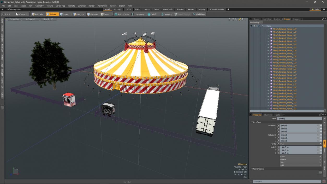 Circus Tent Setup with Accessories 3D model