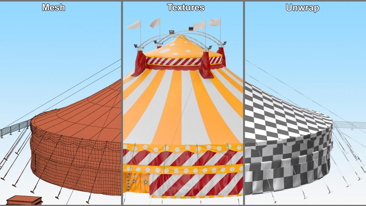 Circus Tent Setup with Accessories 3D model