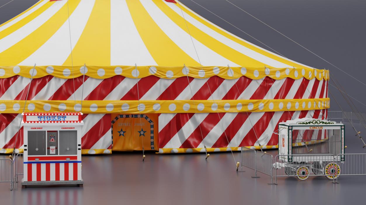 Circus Tent Setup with Accessories 3D model