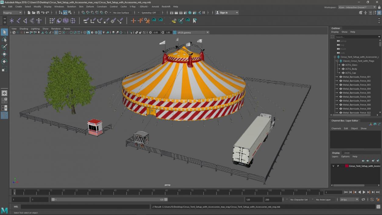 Circus Tent Setup with Accessories 3D model