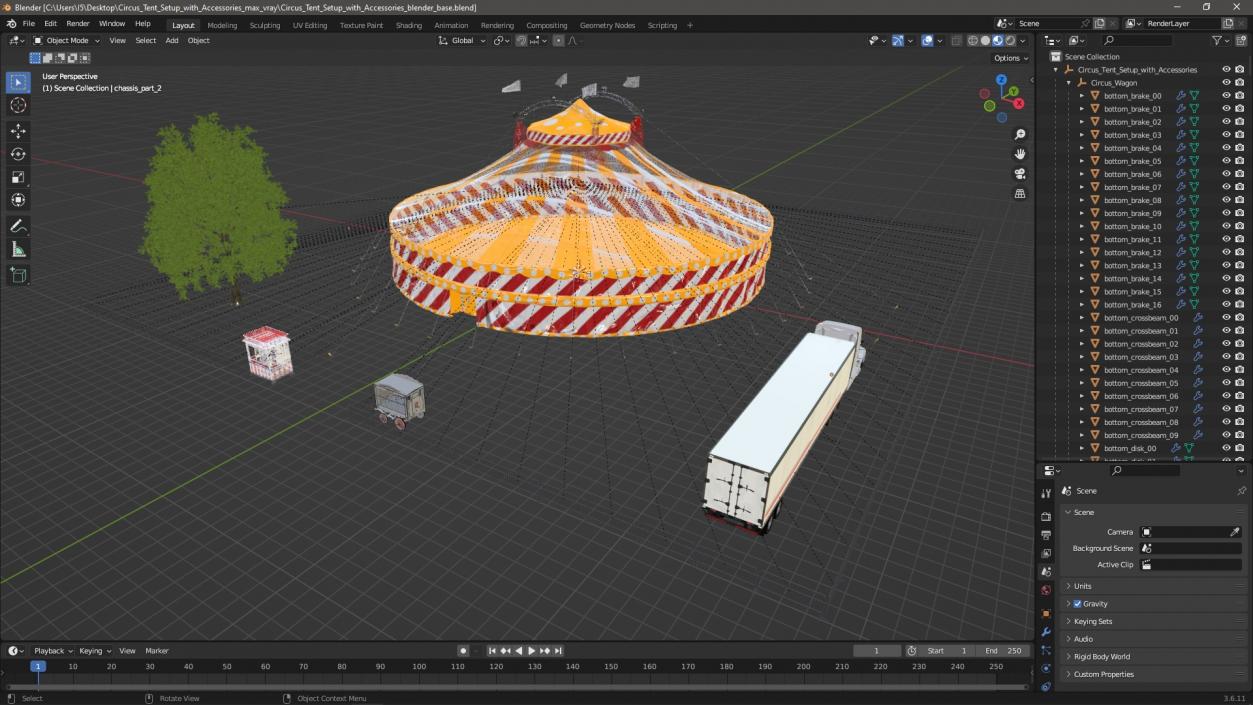 Circus Tent Setup with Accessories 3D model