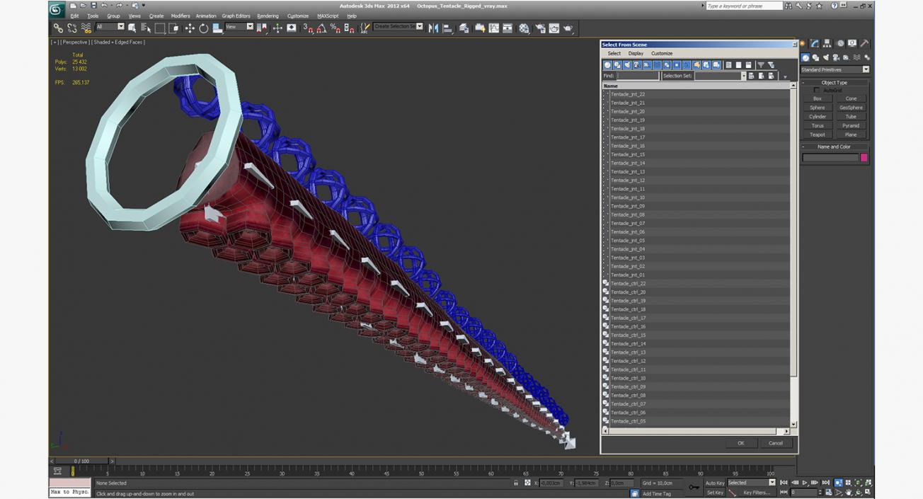 3D Octopus Tentacle Rigged model