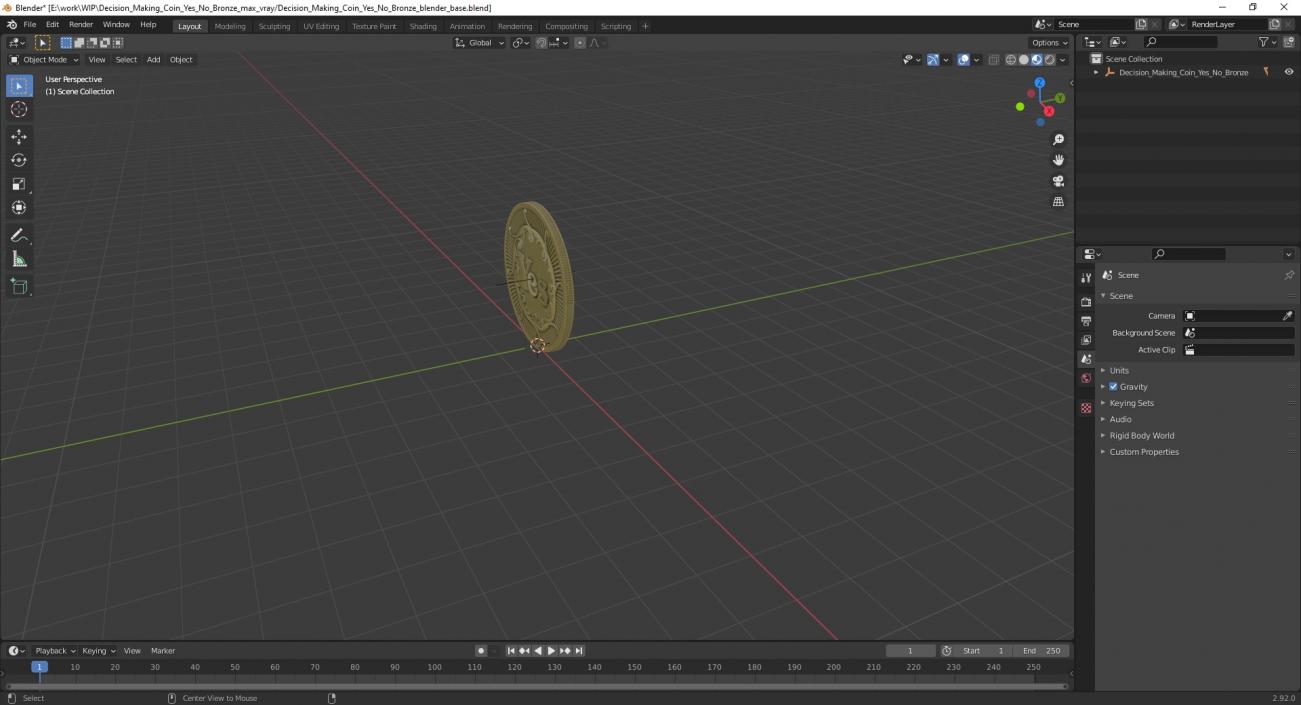 3D Decision Making Coin Yes No Bronze 2