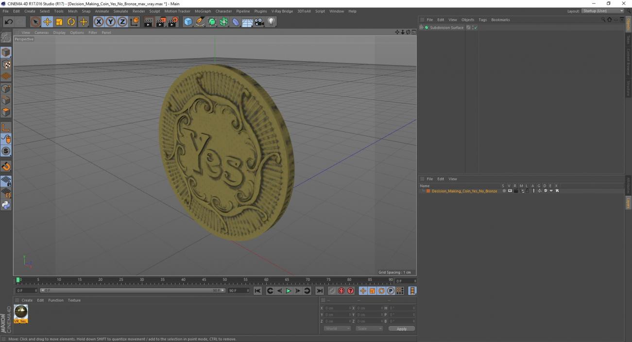 3D Decision Making Coin Yes No Bronze 2