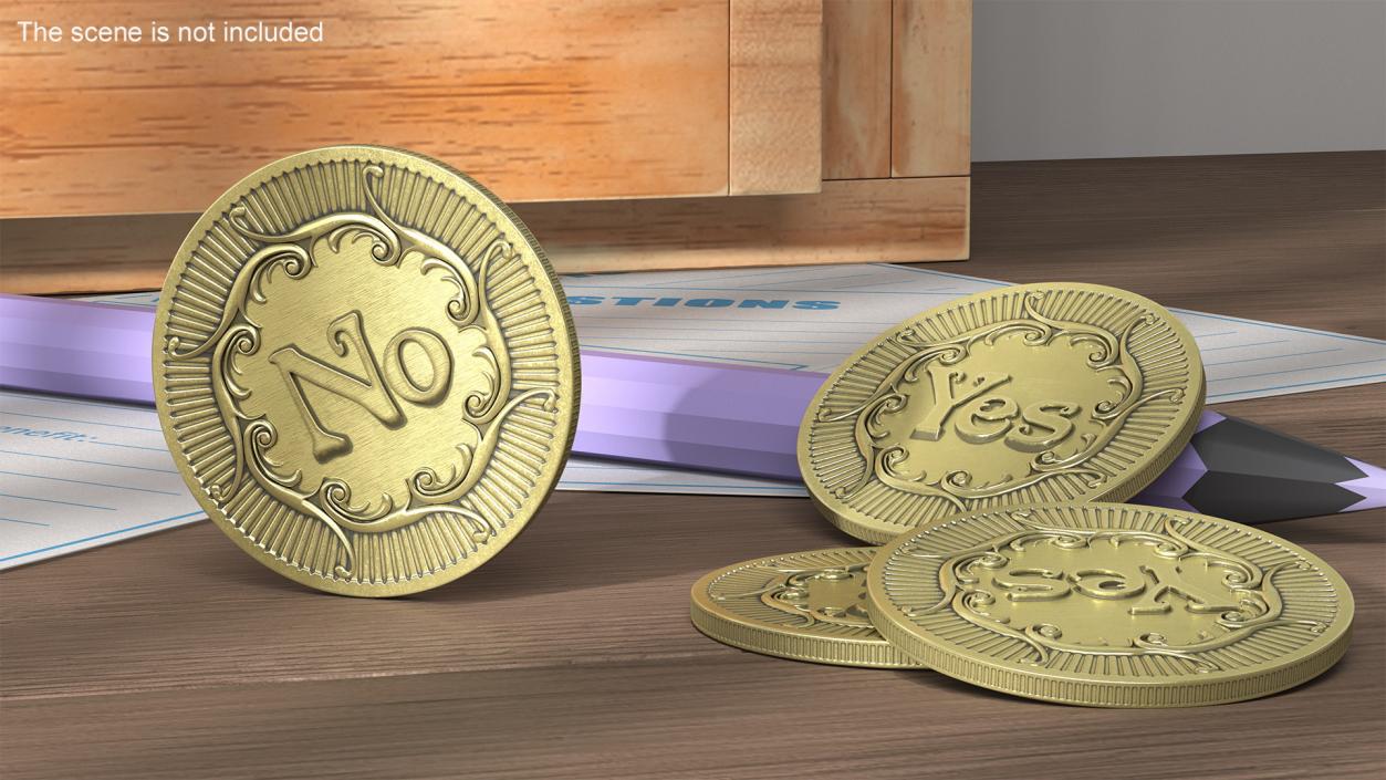 3D Decision Making Coin Yes No Bronze 2