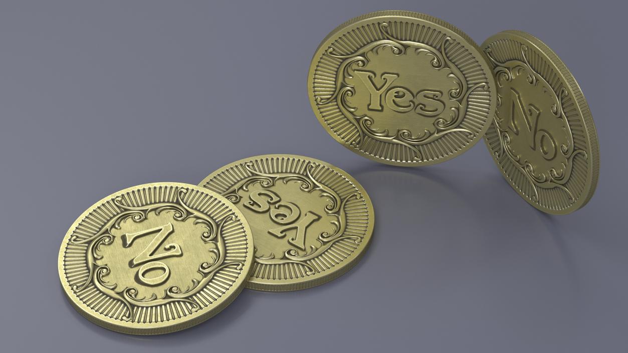 3D Decision Making Coin Yes No Bronze 2