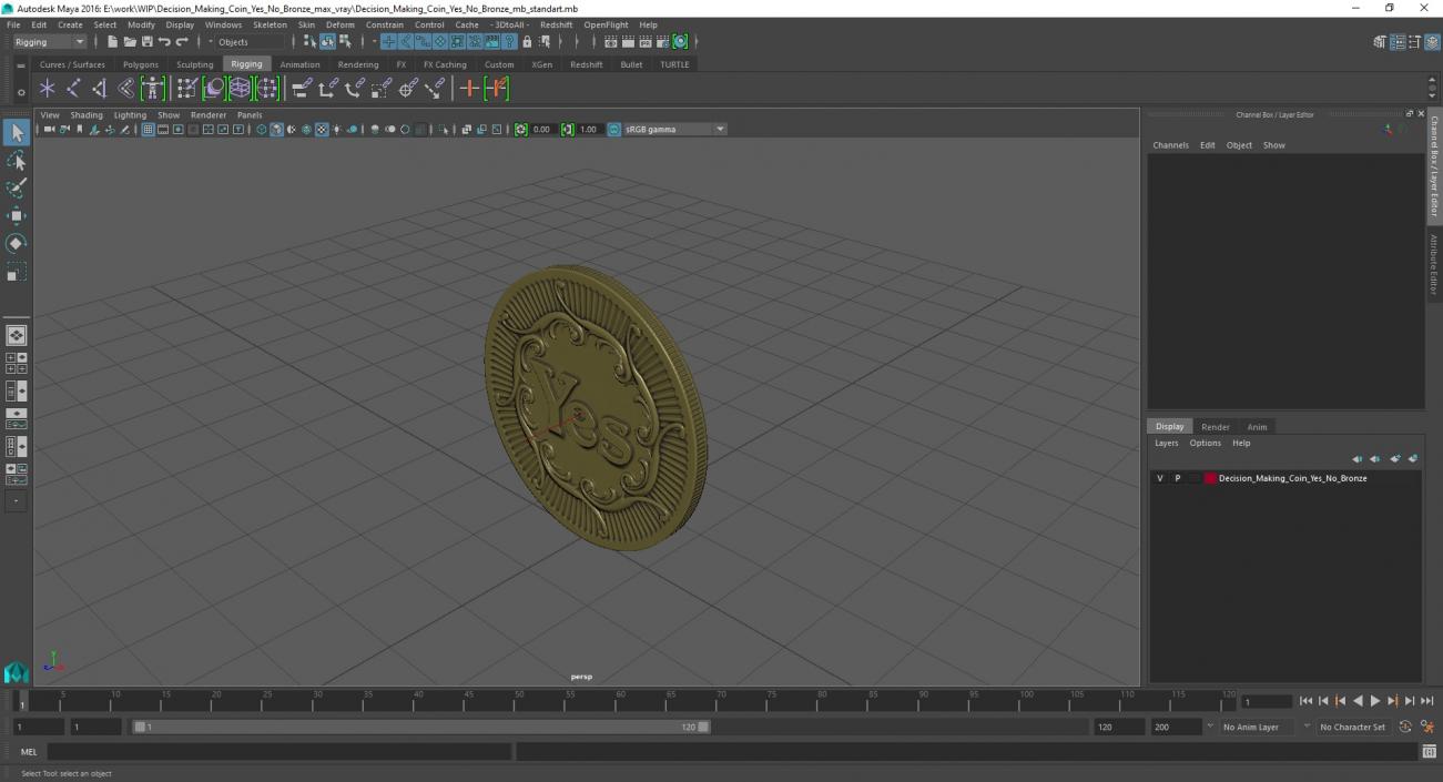 3D Decision Making Coin Yes No Bronze 2