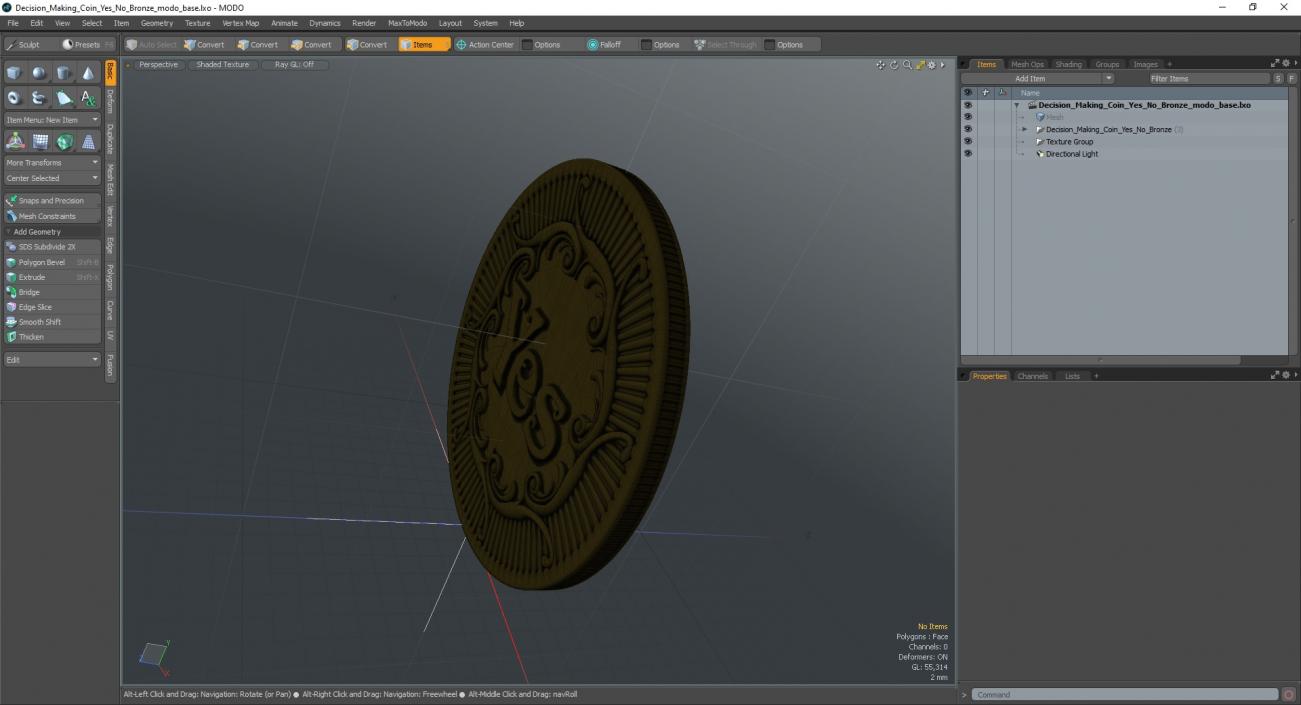 3D Decision Making Coin Yes No Bronze 2