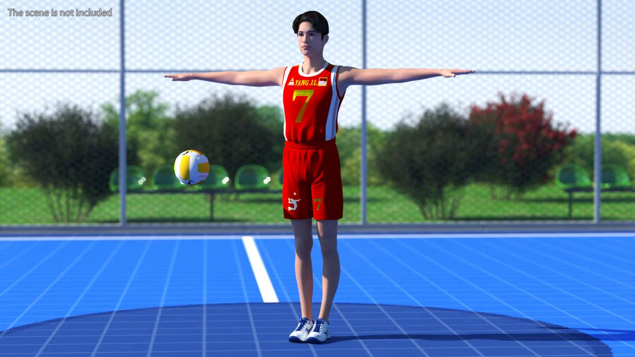 Chinese Volleyball Player T-Pose 3D