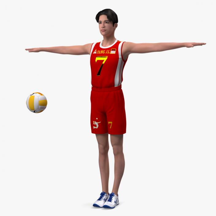 Chinese Volleyball Player T-Pose 3D