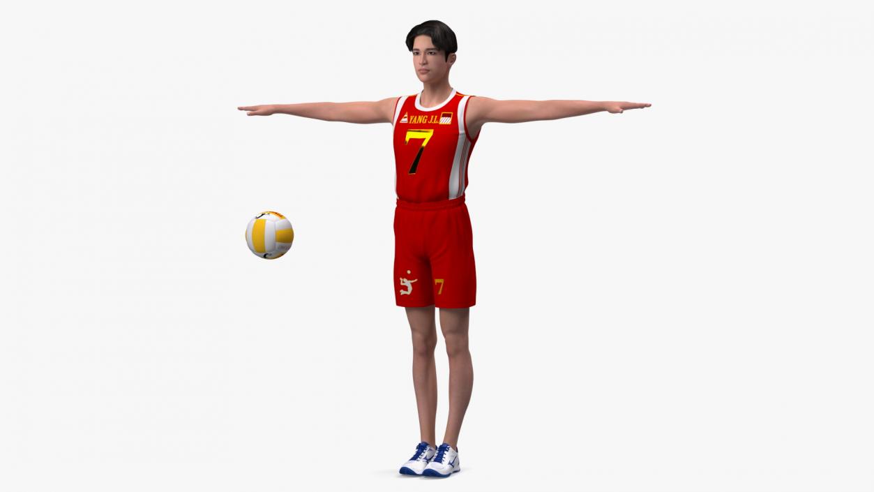 Chinese Volleyball Player T-Pose 3D