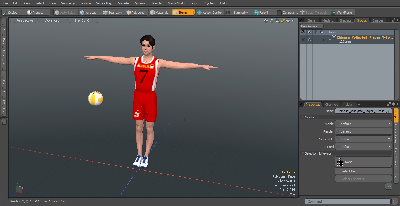 Chinese Volleyball Player T-Pose 3D