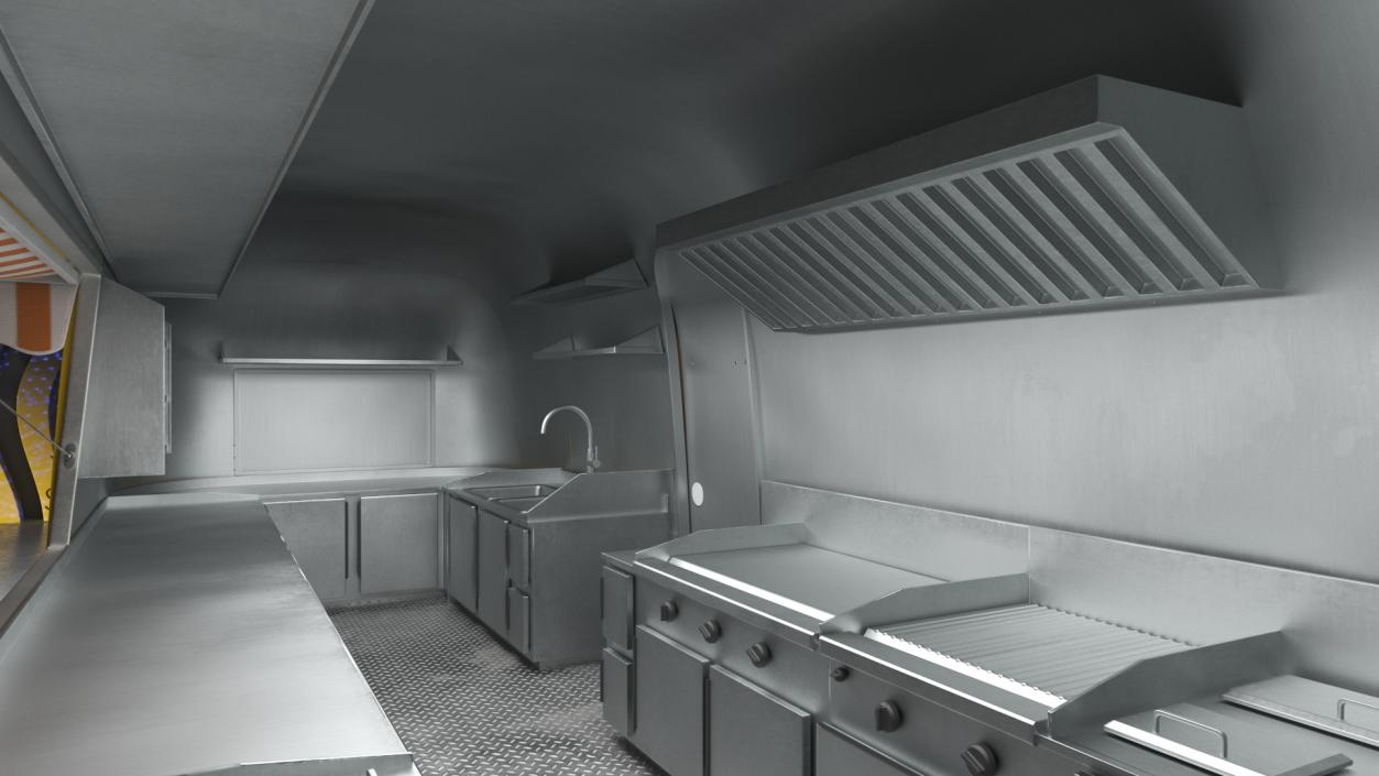 Mobile Food Trailer with Pickup Truck 3D