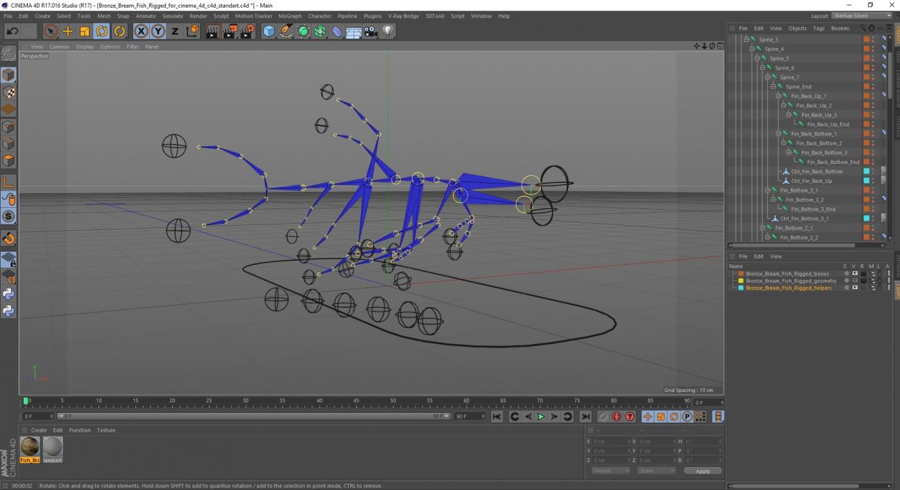 3D Bronze Bream Fish Rigged for Cinema 4D model