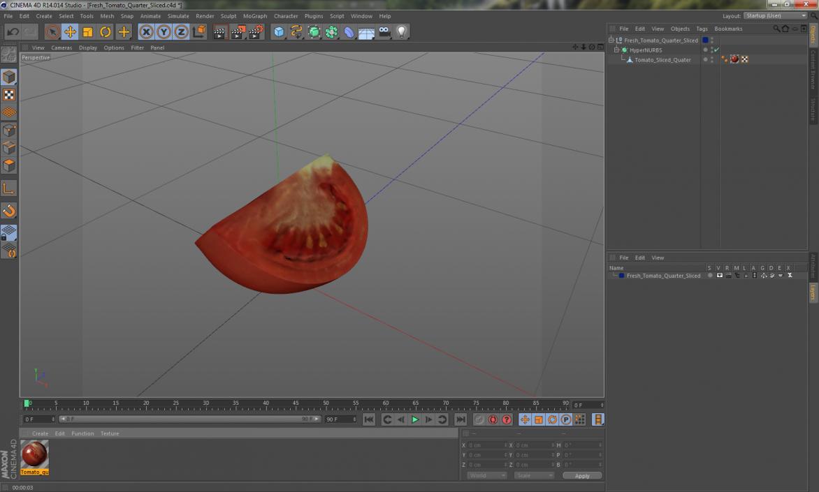 Fresh Tomato Quarter Sliced 3D