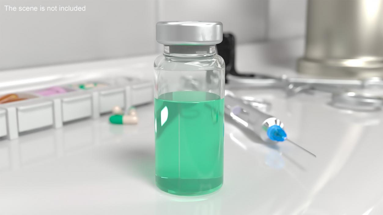 Medicine Sterile Vial 10ml Green 2 3D model