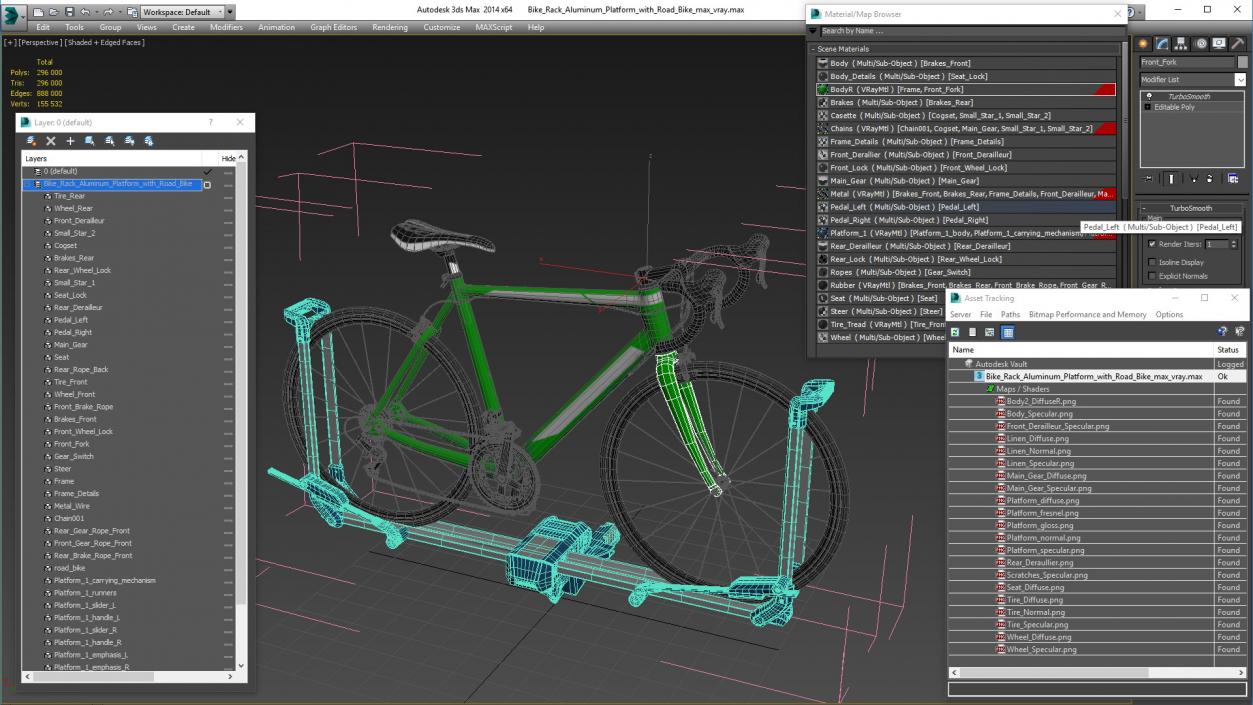 Bike Rack Aluminum Platform with Road Bike 3D