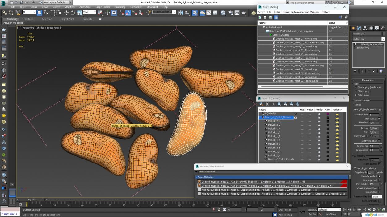 3D model Bunch of Peeled Mussels 2