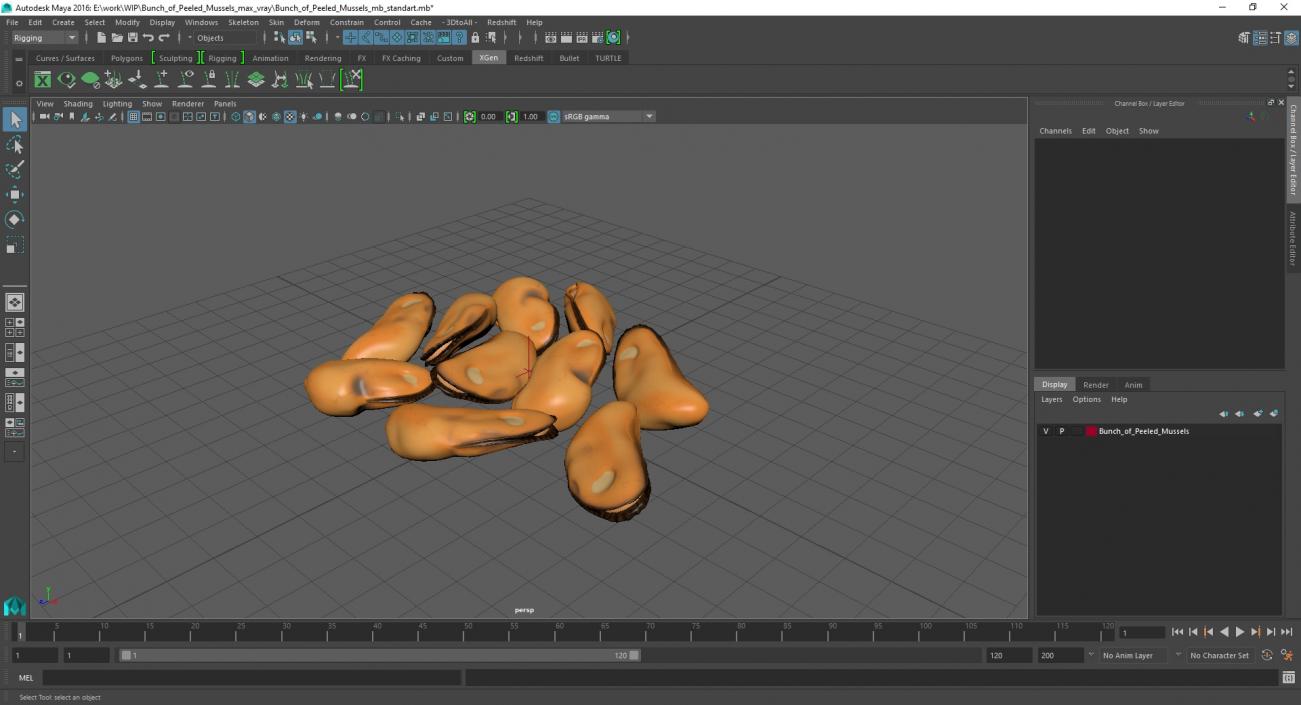 3D model Bunch of Peeled Mussels 2