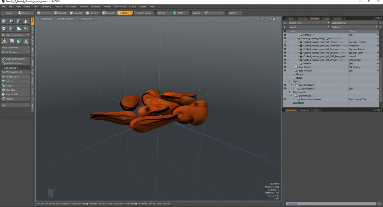 3D model Bunch of Peeled Mussels 2