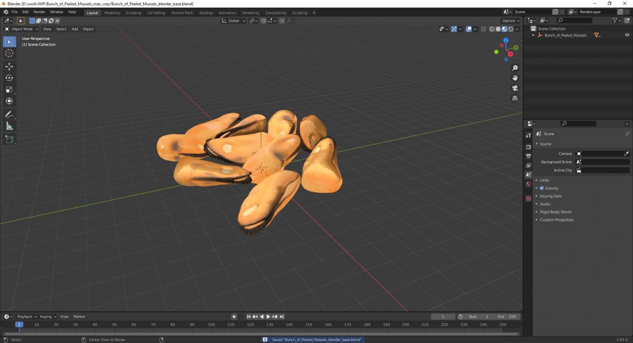 3D model Bunch of Peeled Mussels 2