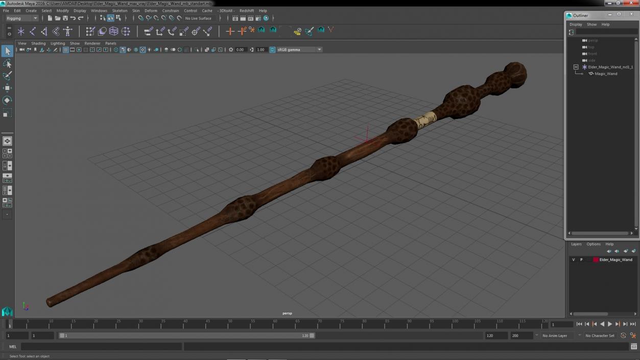 3D Elder Magic Wand