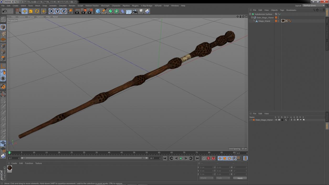 3D Elder Magic Wand