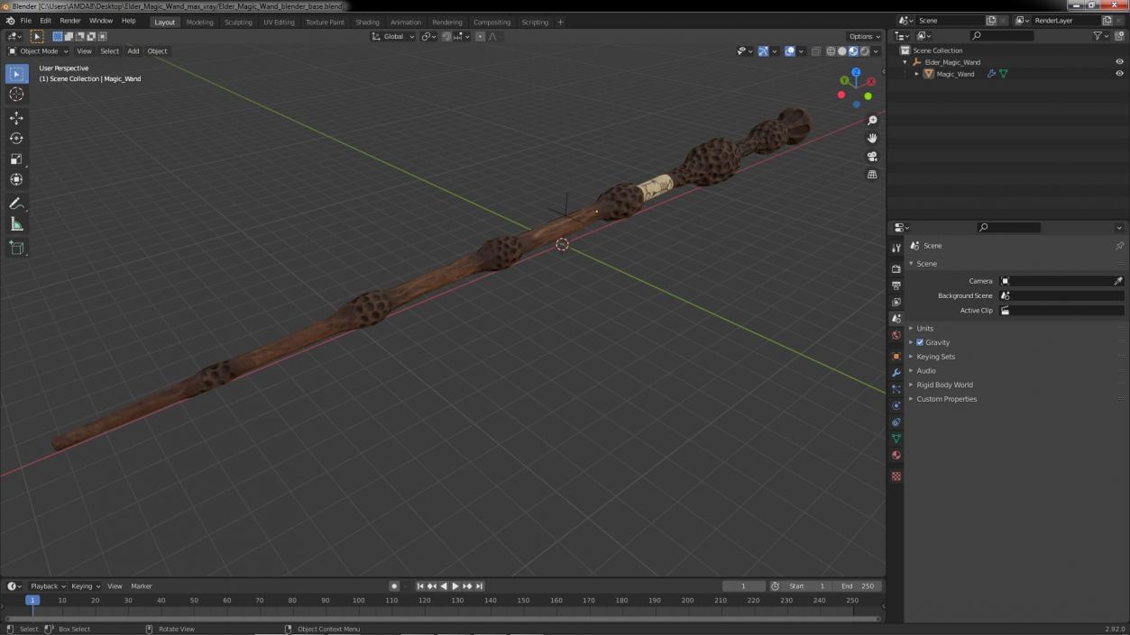 3D Elder Magic Wand