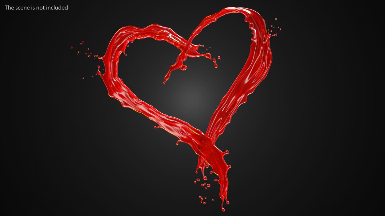 3D model Red Liquid Heart Shaped Splash