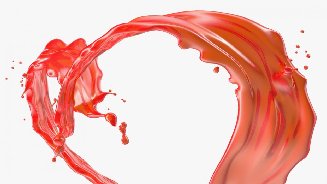 3D model Red Liquid Heart Shaped Splash