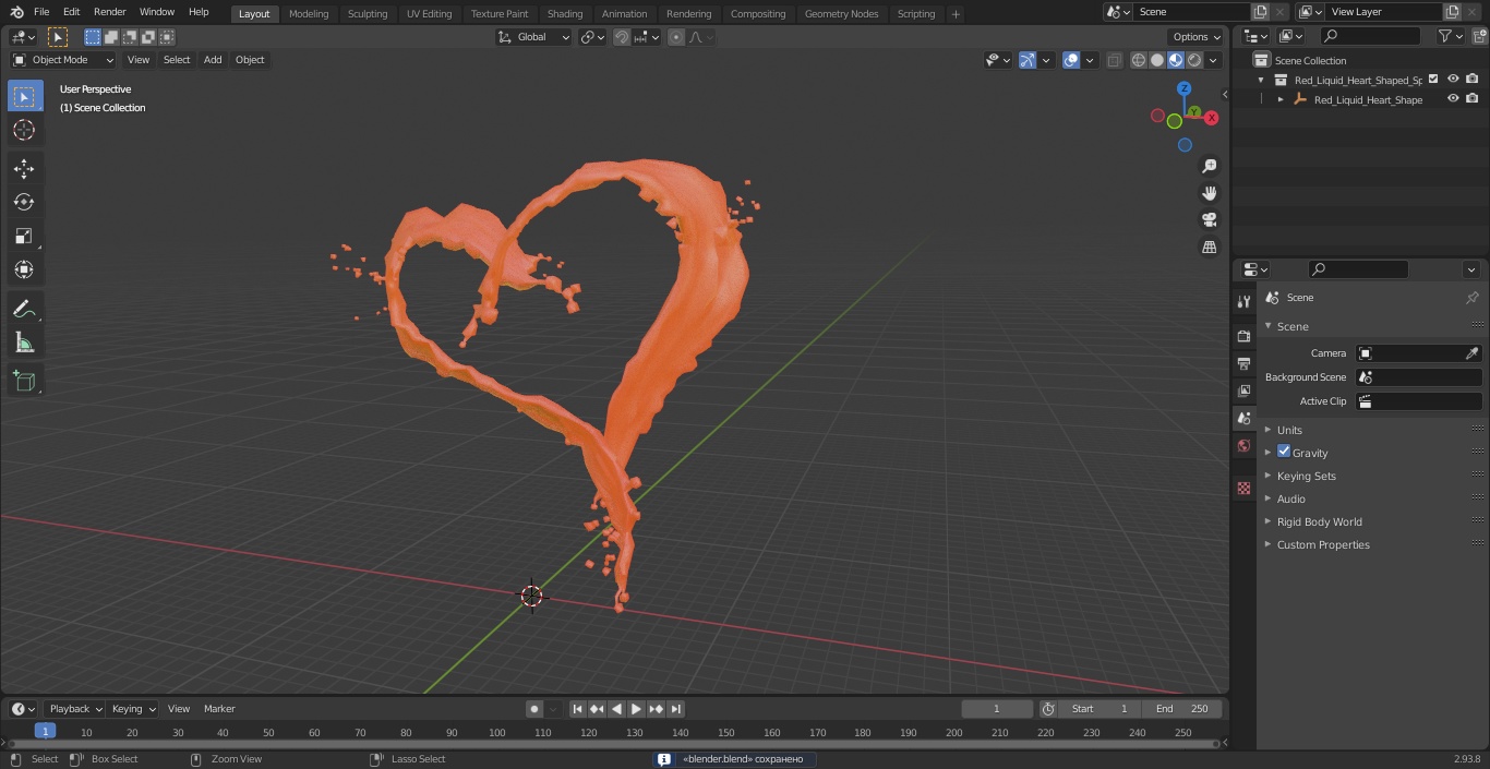 3D model Red Liquid Heart Shaped Splash