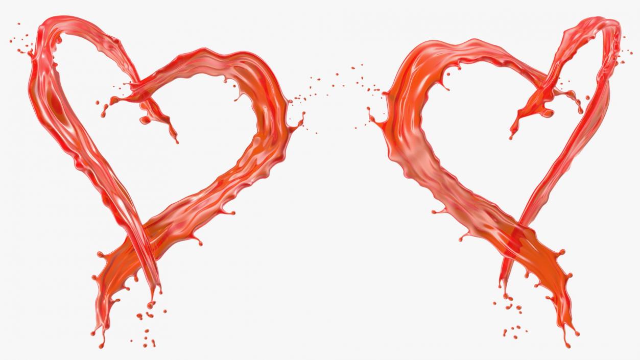 3D model Red Liquid Heart Shaped Splash