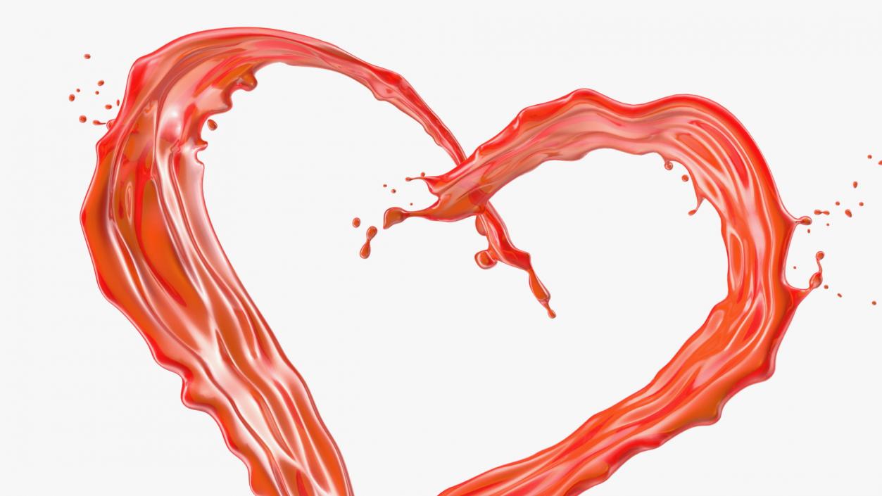 3D model Red Liquid Heart Shaped Splash