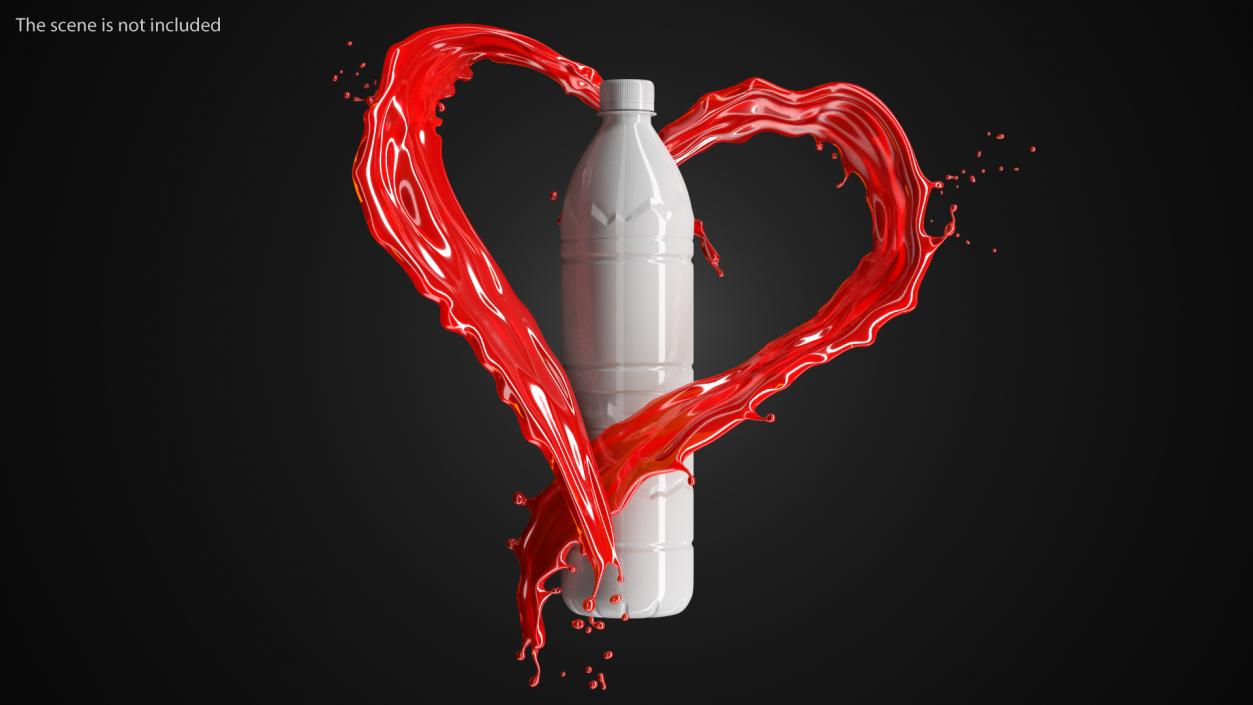 3D model Red Liquid Heart Shaped Splash