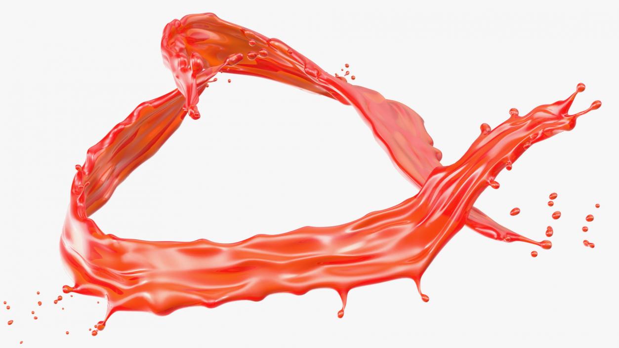 3D model Red Liquid Heart Shaped Splash