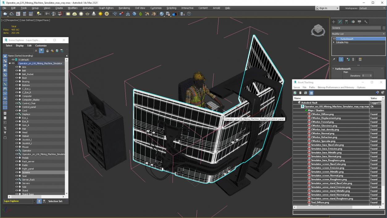 3D model Operator on LX6 Mining Machine Simulator