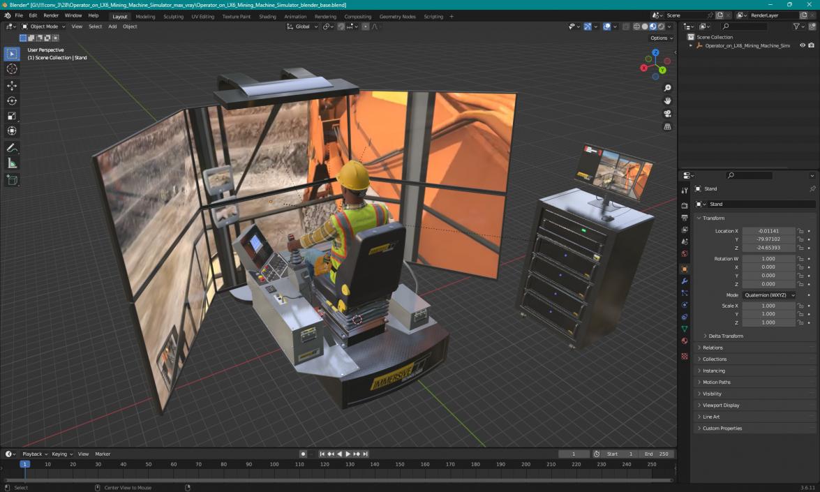 3D model Operator on LX6 Mining Machine Simulator