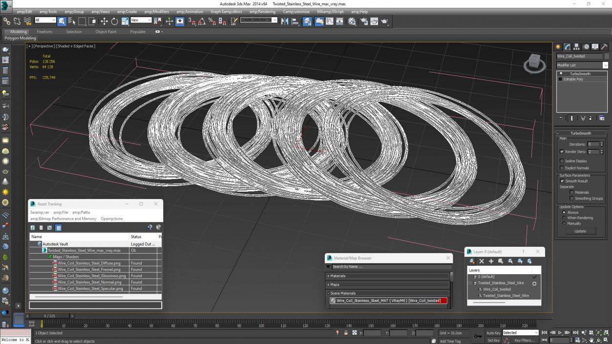 3D Twisted Stainless Steel Wire model