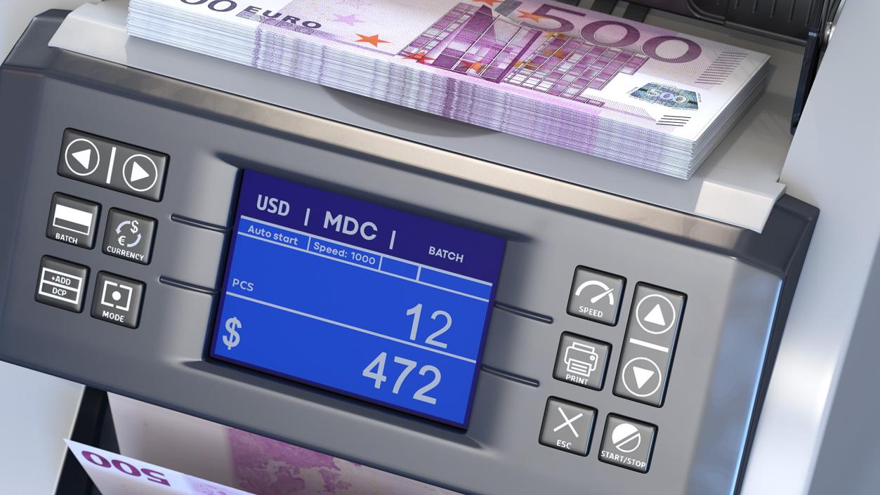 Cash Currency Counter Sorter Bills Euro 3D model